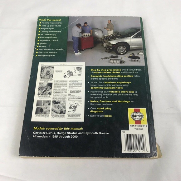 Haynes Repair‎ Manual 25015 Chrysler Cirrus Dodge Stratus Breeze 1995 thru 2000 - Picture 6 of 6
